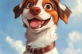 draw disney pets portrait illustration in disney style