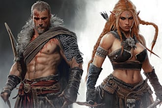 draw 2d game character for dnd art or video game