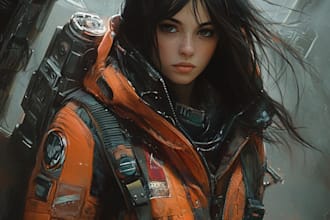 create a sci fi art and sci fi character art in unique style