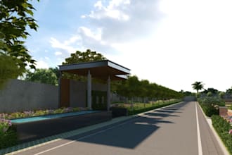 design and render 3d landscape garden site plan porch fireplace balcony terrace