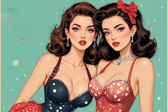 create a pin up girl and pin up girl illustration