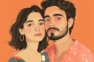 draw realistic family portrait, couple or group from photo