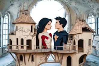 draw amazing couple superhero character