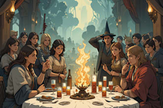 draw the best dnd party art illustration