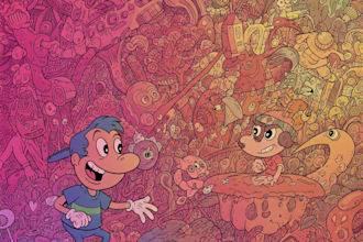 paint 90s cartoons in my psychedelic doodle art style