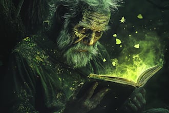 design a fantasy horror character and concept art