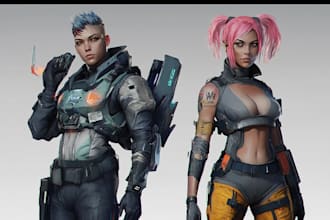 make sci fi illustration or cyberpunk character, concept art
