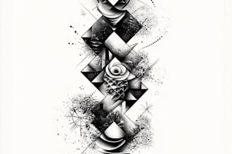 create sleeve tattoo design in geometric style