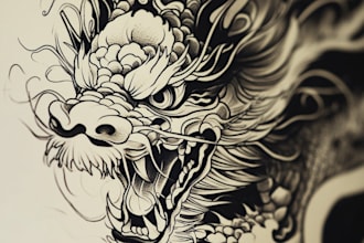 draw a traditional japanese illustration tattoo design
