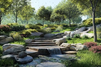 do landscape design, backyard design and front yard design illustration