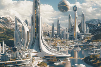 do science fiction city, cyberpunk concept art illustration
