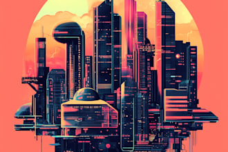 design sci fi and science fiction cyberpunk city, game art