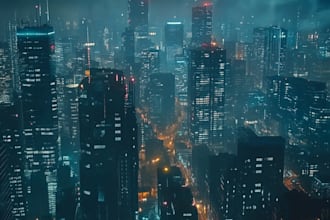 unique sci fi and science fiction cyberpunk city, game art