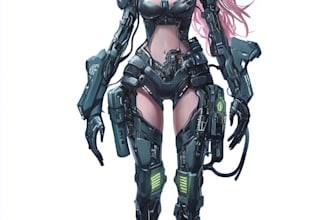 design cyberpunk and fantasy character splash art