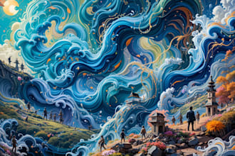 make background art illustration in anime style for