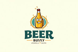 do funny cute beer bottle mascot logo design