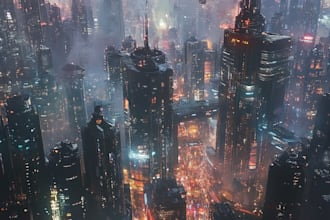 do realistic drawing background science fiction, futuristic city art