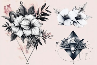 create custom artistic minimalist, geometric tattoo designs