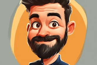draw funny cartoon character, caricature, logo, portrait