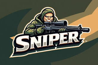 design a unique modern sniper shooter mascot logo within 14 hours