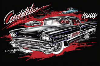 make retro automotive tshirt, car show design