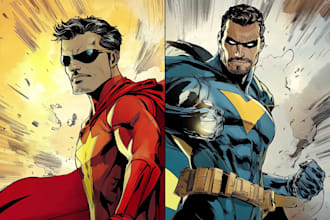 draw you into superhero comic cartoon character