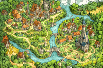 draw a custom map for fantasy, scifi, book or boardgame