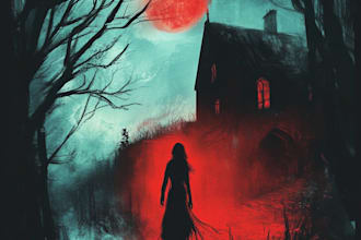 design book cover with illustration, horror fiction style