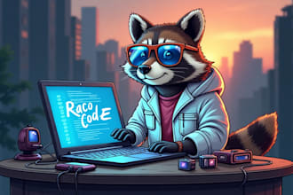 do raccoon software engineer mascot design