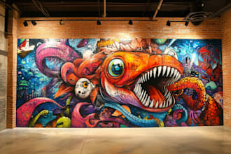 create custom graffiti art designs murals and wall arts
