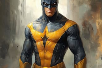 create concept art superhero character design for comics for you
