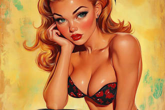 pin up girl and pin up girl illustration