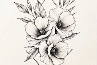 make line art, monoline geometric, minimalist tattoo design