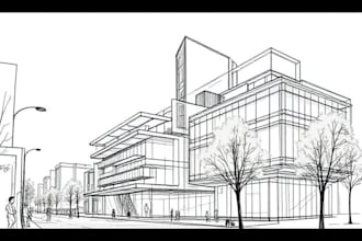 draw an amazing architecture and urban design sketch