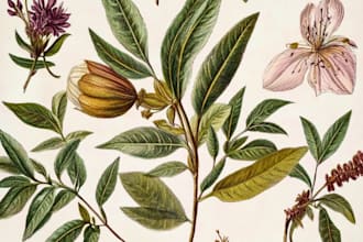draw botanical illustrations of flowers, plants and fruits