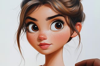 do a portrait in semi realism disney cartoon style