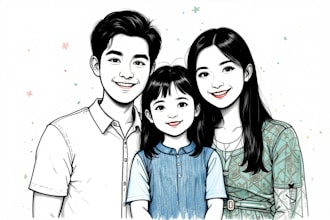 create your professional disney cartoon family portrait