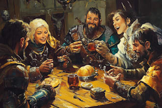 create dnd character or dnd party art illustration