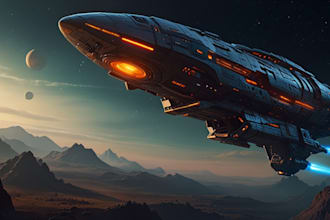 illustrate a sci fi spaceship design