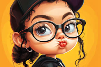draw full body big head cartoon caricature
