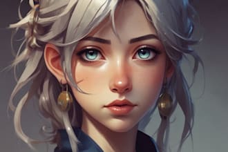 draw cartoon, anime, super hero portrait or concept art