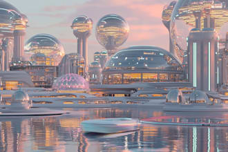 create science fiction city cyberpunk concept illustration
