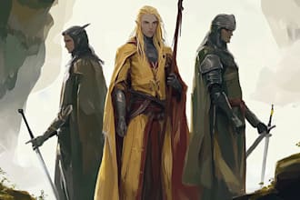 draw concept art of knights, medieval, dark fantasy warriors character