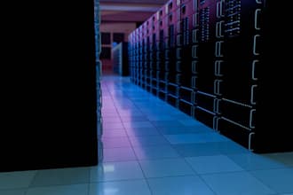 create 3d realistic render for ai data center, 3d warehouse, 3d storage room