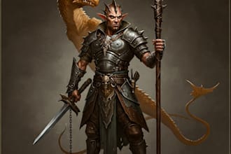 paint concept art for characters, dragons and monsters