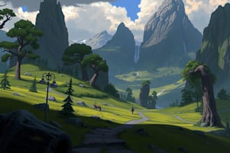 fantasy landscapes, character illustration, environment, digital painting