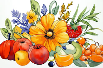 draw realistic plants, vegetables, fruits