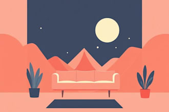 create flat minimalist vector illustrations