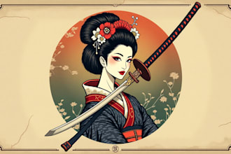 do outstanding geisha samurai logo with express delivery