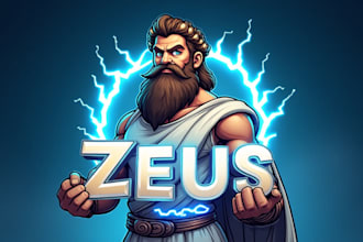 do awesome zeus holding lightning mascot logo design